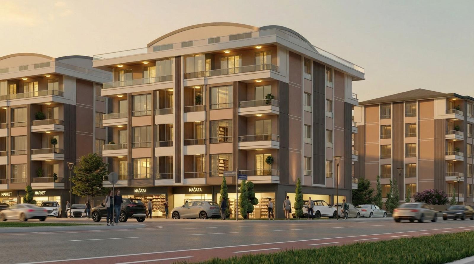 OVM Konutları mağaza ve konut cephesi