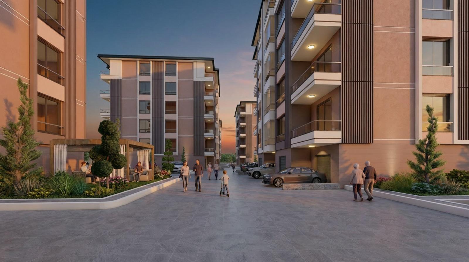 OVM Konutları akşam avlu görünümü